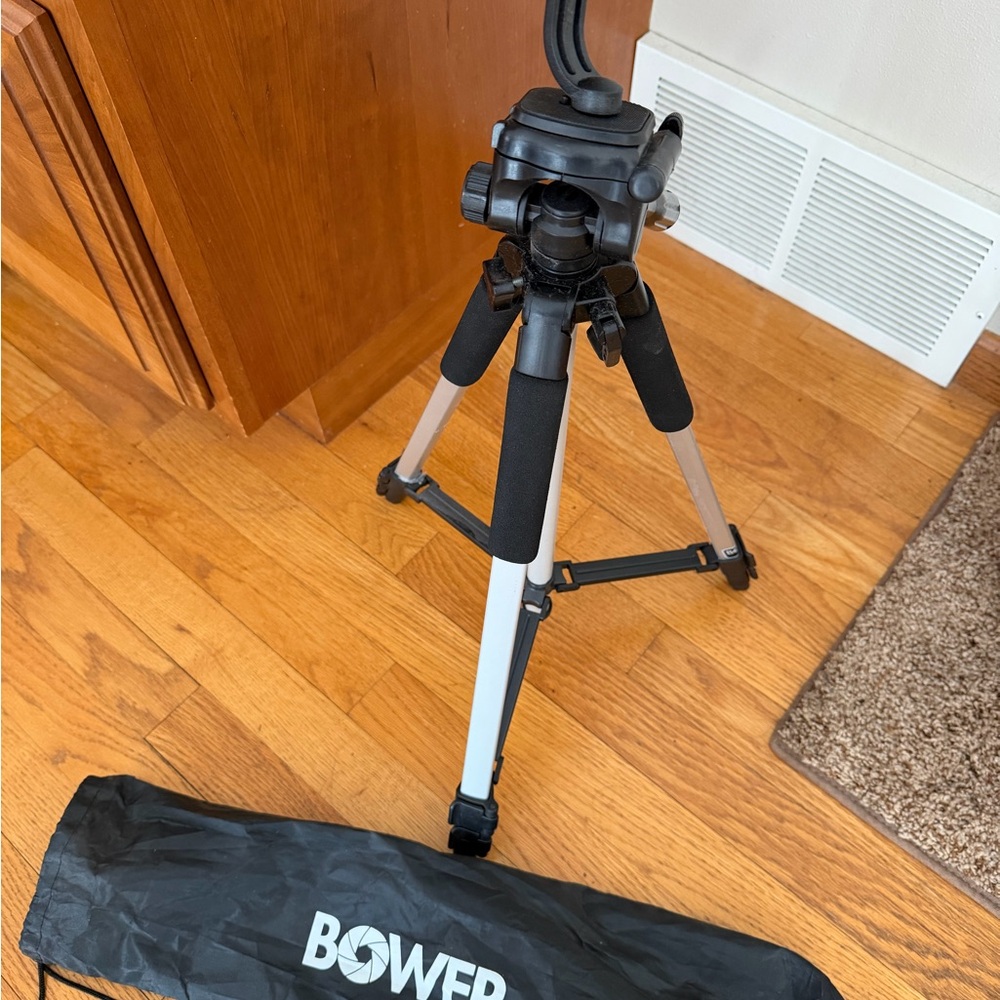 Bower Camera Video Black and Silver Tripod High Quality Adjustable Sturdy